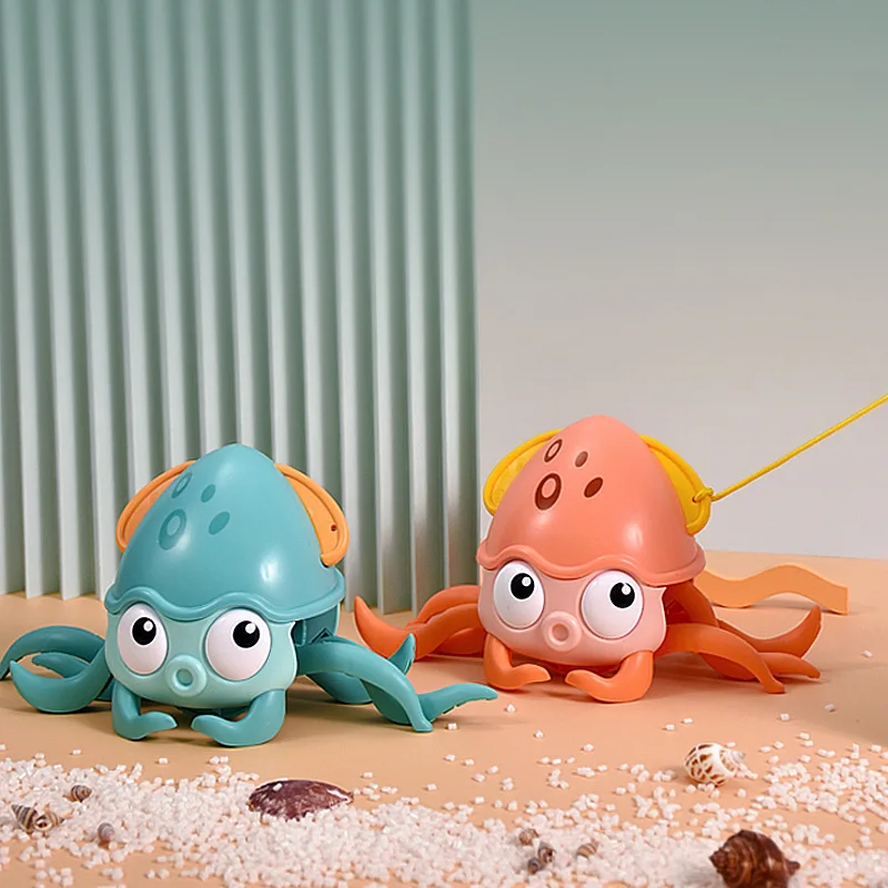 Baby Bath Toys Kids Octopus Clockwork Rope Pulled Crawl Land Water Toys Dragging Walking Toy Swimming Water Toys Kids Gift 2