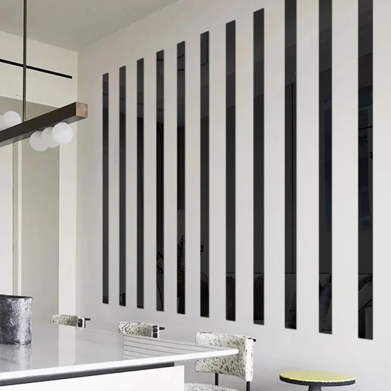 Wall Sticker Mirror Wall Sticker 2.44M Stainless Steel Flat Decorative Lines self-adhesive Background Wall Ceiling Edge Strip home decor DIY
