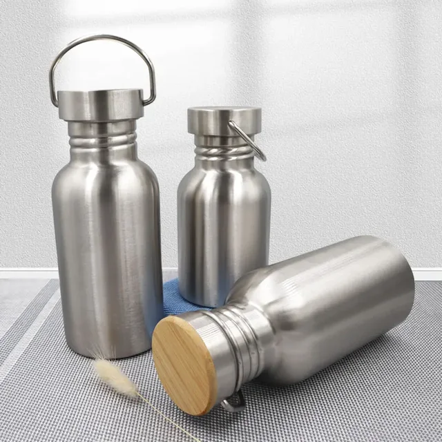 350ML 500 750 Portable Stainless Steel Water Bottle 1000ml Bamboo Lid Sports Flasks Travel Cycling Hiking Camping Bottles BPA 3
