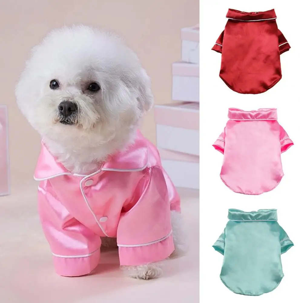 

Cozy Pet Onesie Soft Comfortable Two-legged Pet Pajamas for Dogs Cats Button Closing Solid Color Breathable Sleepwear for Neck