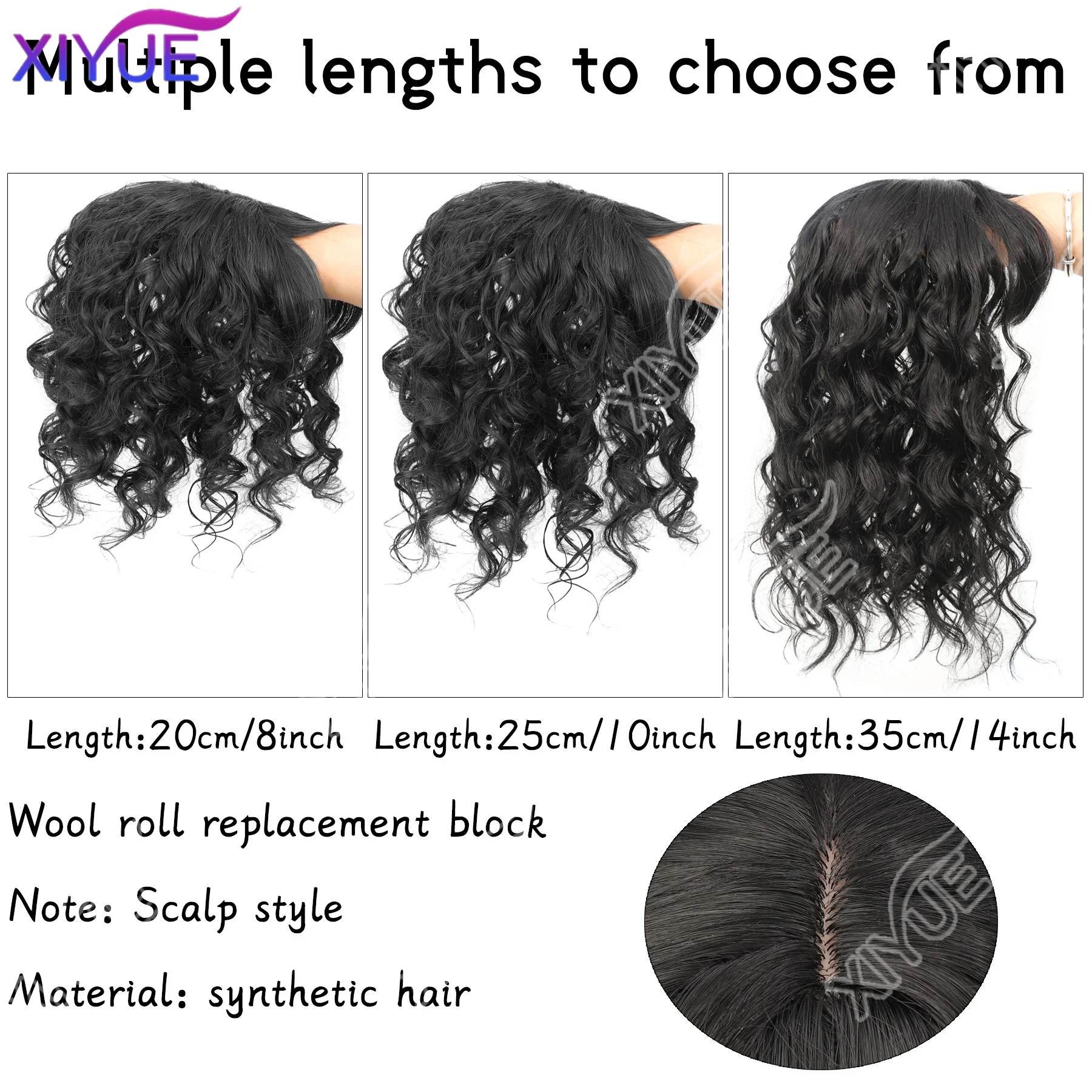 XIYUE Synthetic 3D Bangs Invisible Seamless Head Hair Water Ripple Hair Air Bangs Head Overhead Natural Invisible Replacement