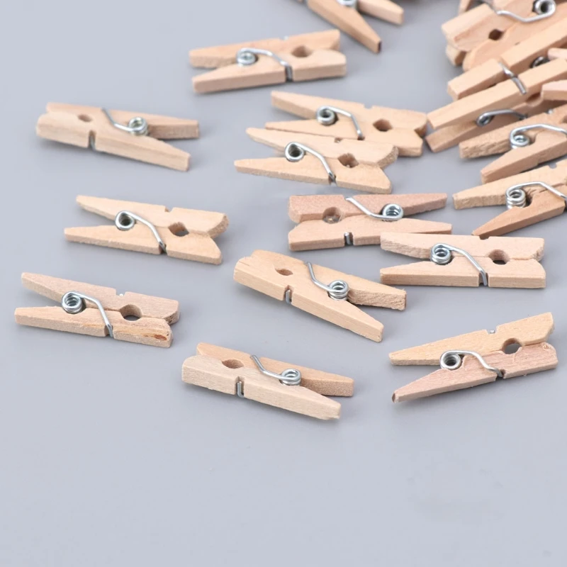 50pcs Mini Natural Wooden Clips,25mm/0.98in Photo Clips, Clothespin, DIY  Wedding Party Wooden Clip,Clothes Pegs