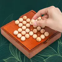 Classic Wooden Solitaire Board Game Mind Brain Teaser Jump Marbles Intellectual Development IQ Puzzle for Adults and Children 2