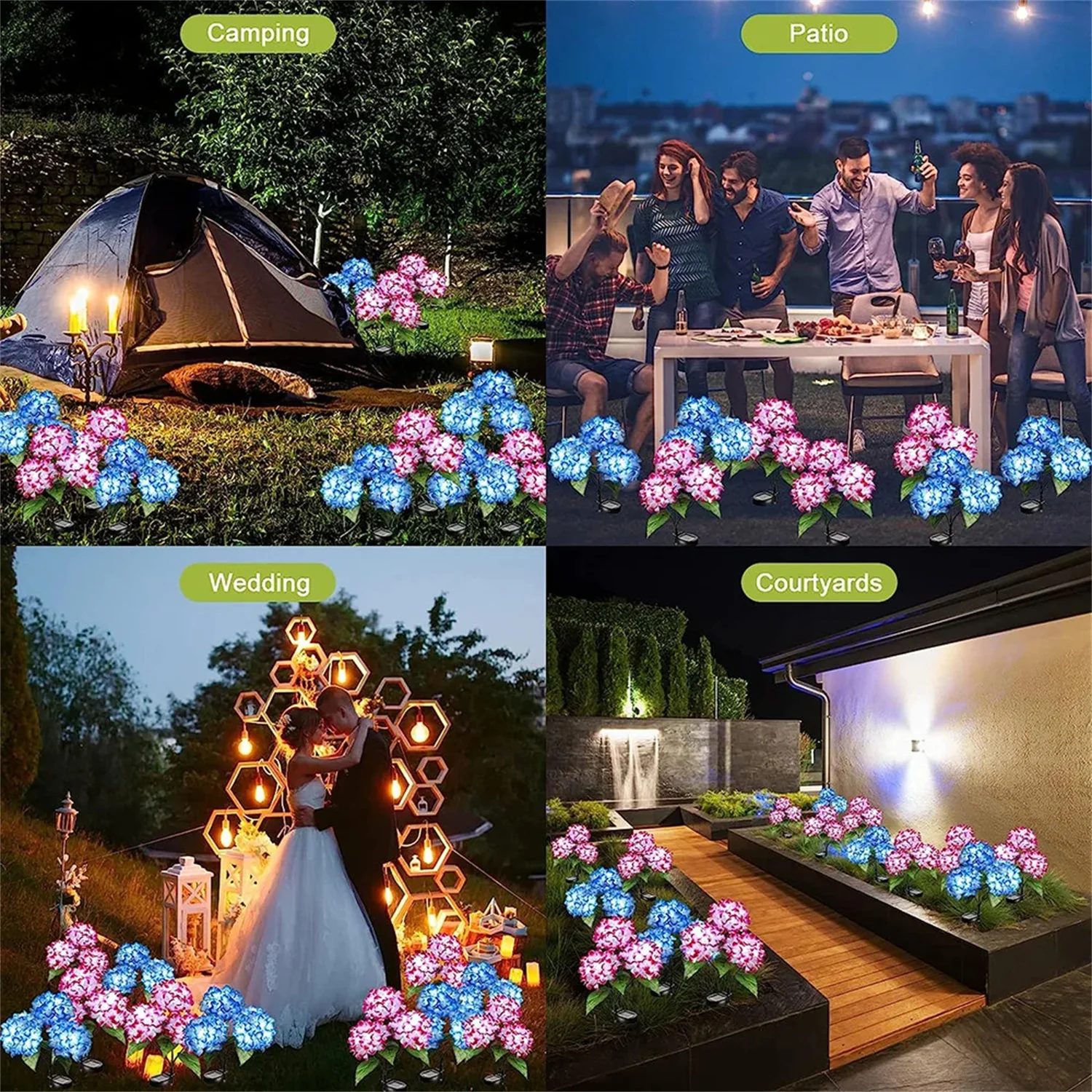 Hydrangea Flower Solar LED Light Outdoor Waterproof Landscape Light Simulation Flower Lamp for Yard Garden House Lawn Decoration 6