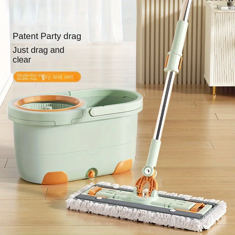

1 Set, New Household Spin Mop And Bucket Set With Total 4 Mop Cloth, Household Rotating Floor Mop, Hands-free Wash Mop