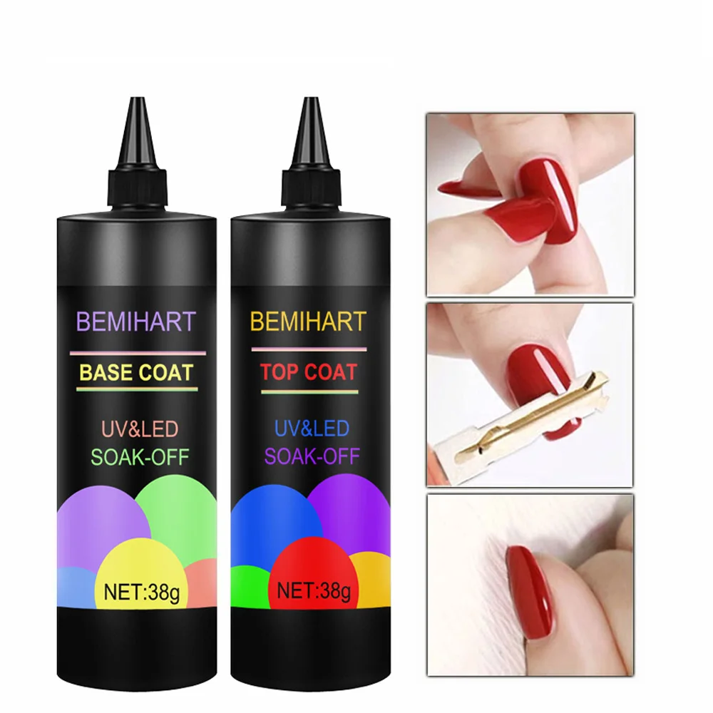 BEMIHART 38g No Wipe Top Coat Removable Base Gel Clear Functional Nail