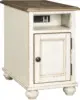 Realyn French Country Chair Side End Table with Outlets & USB Ports, Cream 2