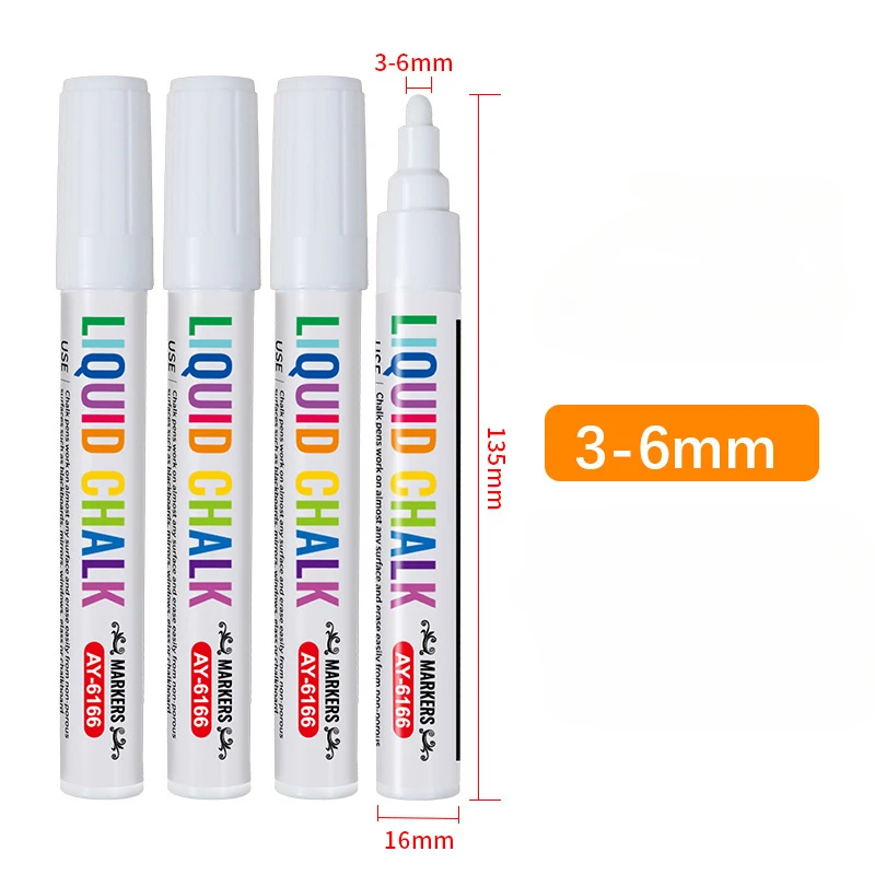 흰색 액체 분필 세트 화이트보드 마커 펜, 광고 LED 라이트 보드, 수성 지우개 마커, 0.7mm, 6mm, 15mm 펜촉, 4 개
