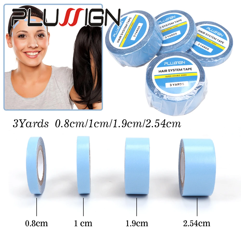 0.8Cm/1Cm/1.9Cm/2.5Cm wig tape Double-Sided Adhesive For All Wigs 3Yards/Roll Blue Hair For Salon Wig Installation