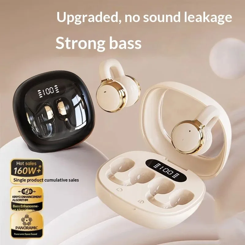 Wireless Ear Clip Bluetooth Headphones With Hifi Panoramic Audio_voghion.com