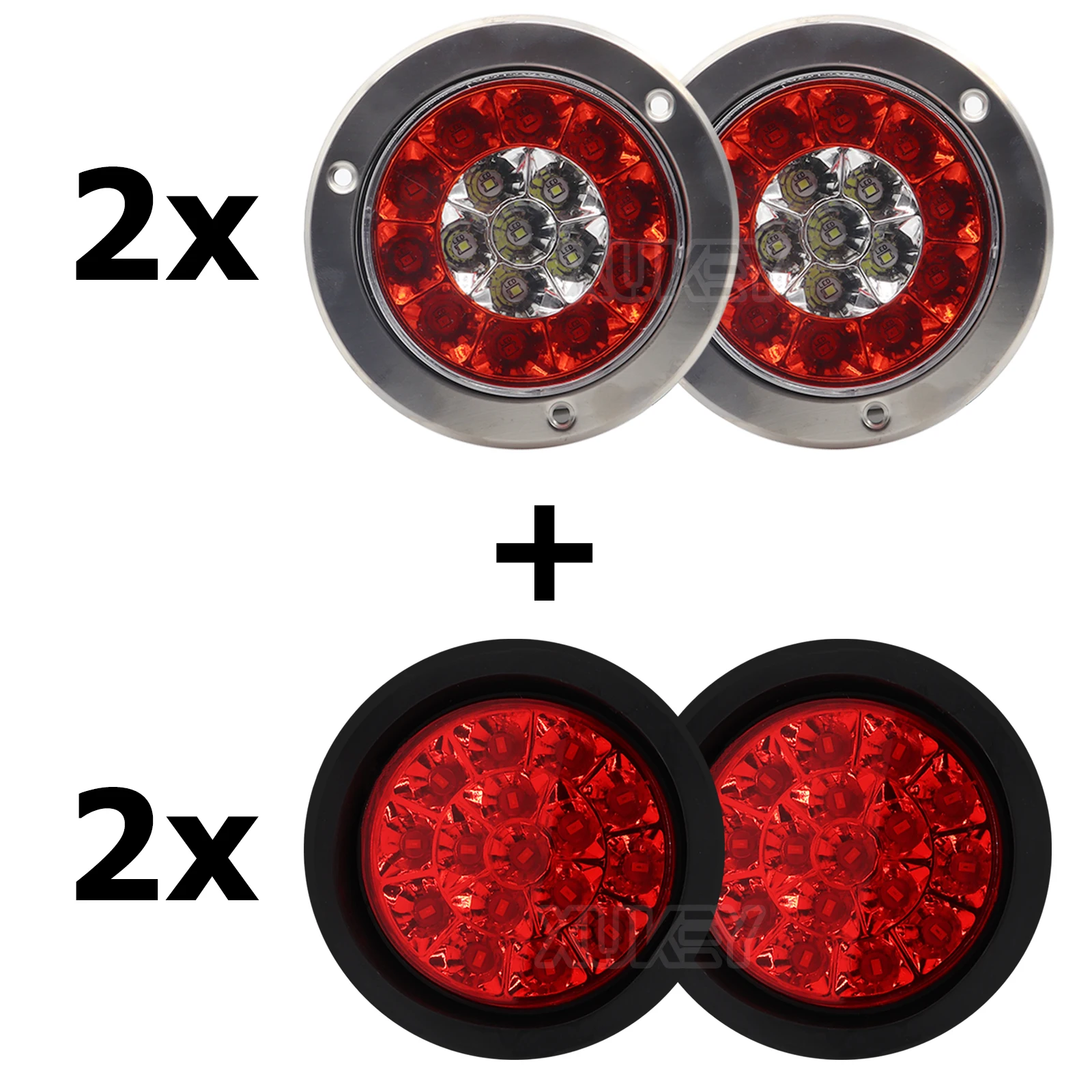 12V / 24V 24LED Rotes Rundes Rückseitiges LKW Endstück Bremslicht