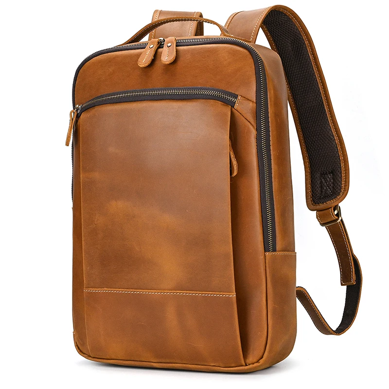 Womens Rustic Brown Leather Backpack Mens Purse