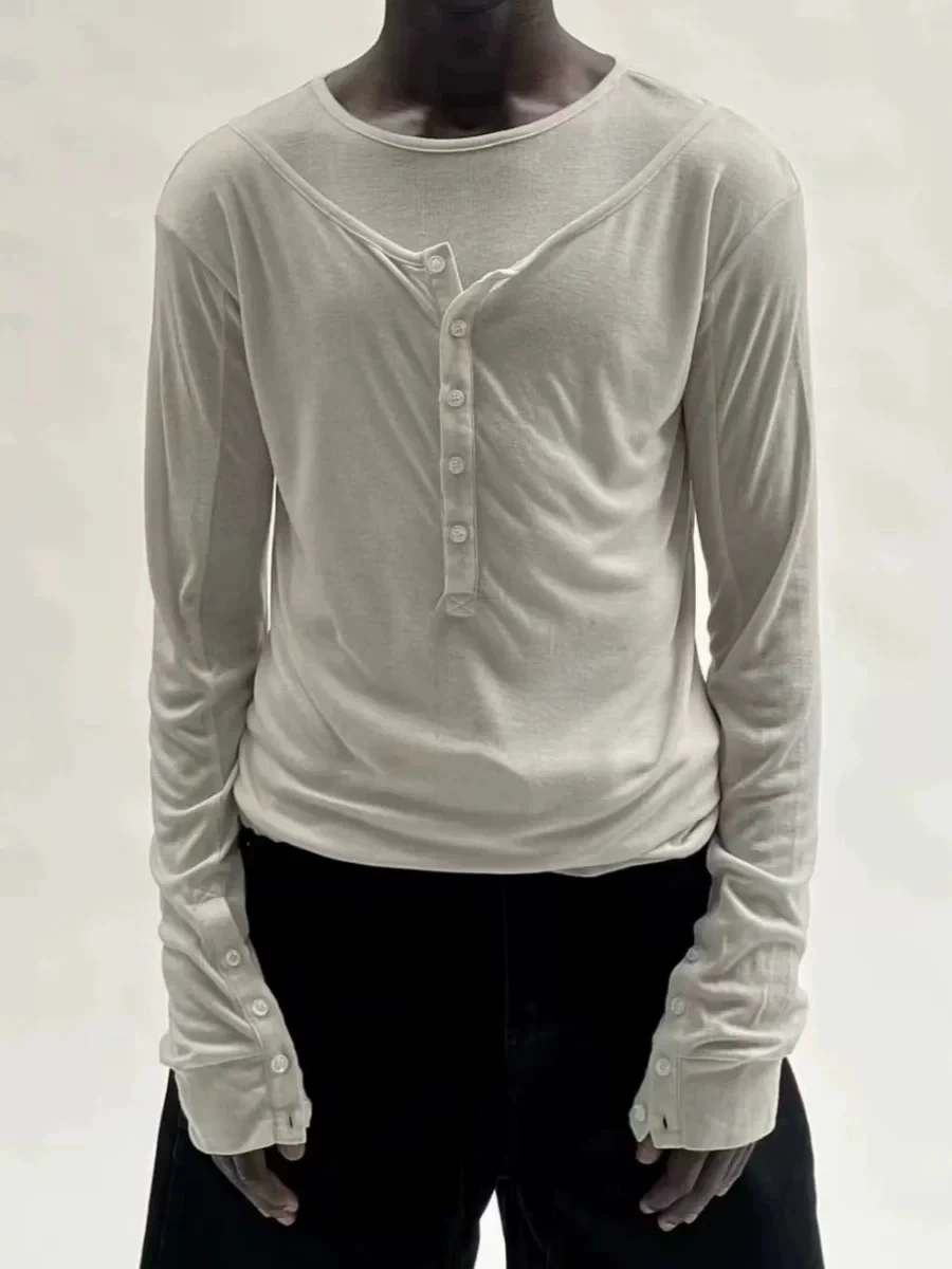 No Faith Studios 24ss Slim Fit round Ne Double Layer irt Bla