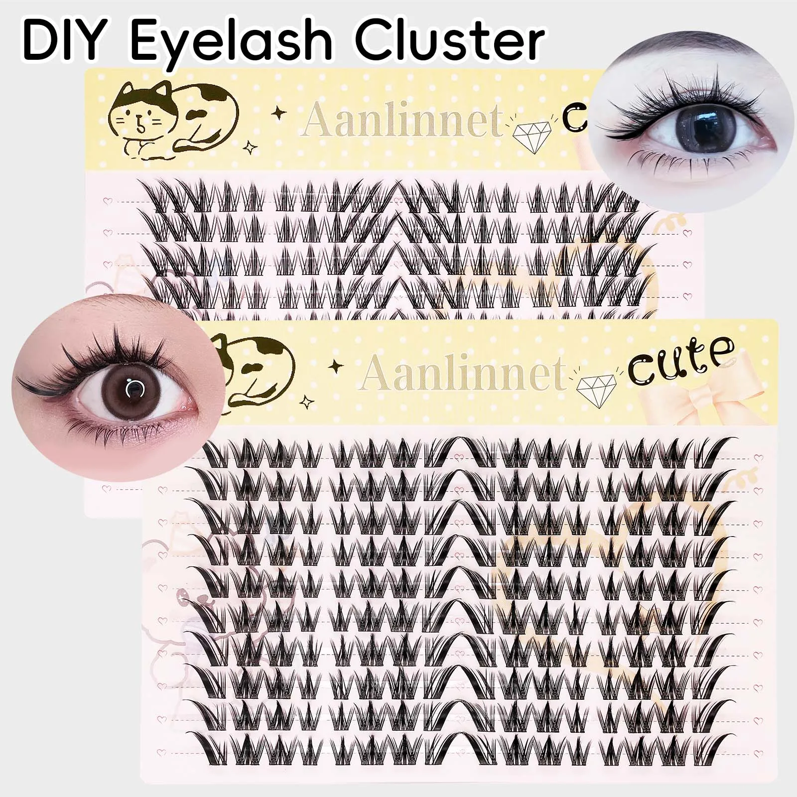 DIY 인조 속눈썹 20줄 자연스러운 길이 조합 재사용 가능 다양한 스타일 제공 인조 속눈썹
