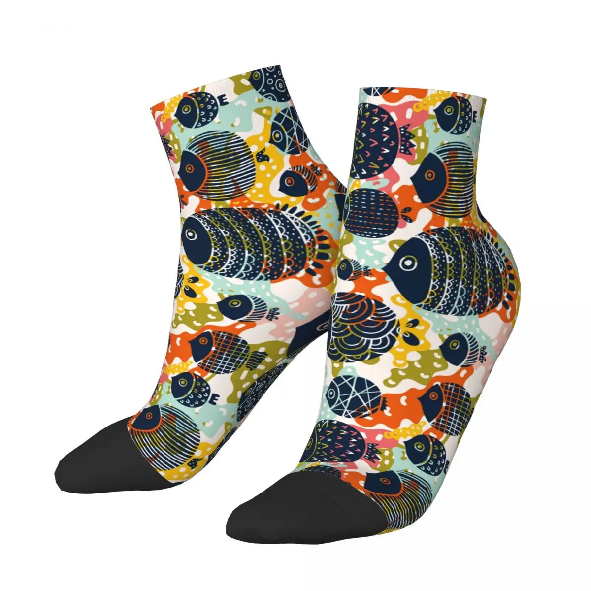 

Socks Polyester Low Tube Colorful Fish Sea Animal Pattern Socks Breathable Casual Short Sock