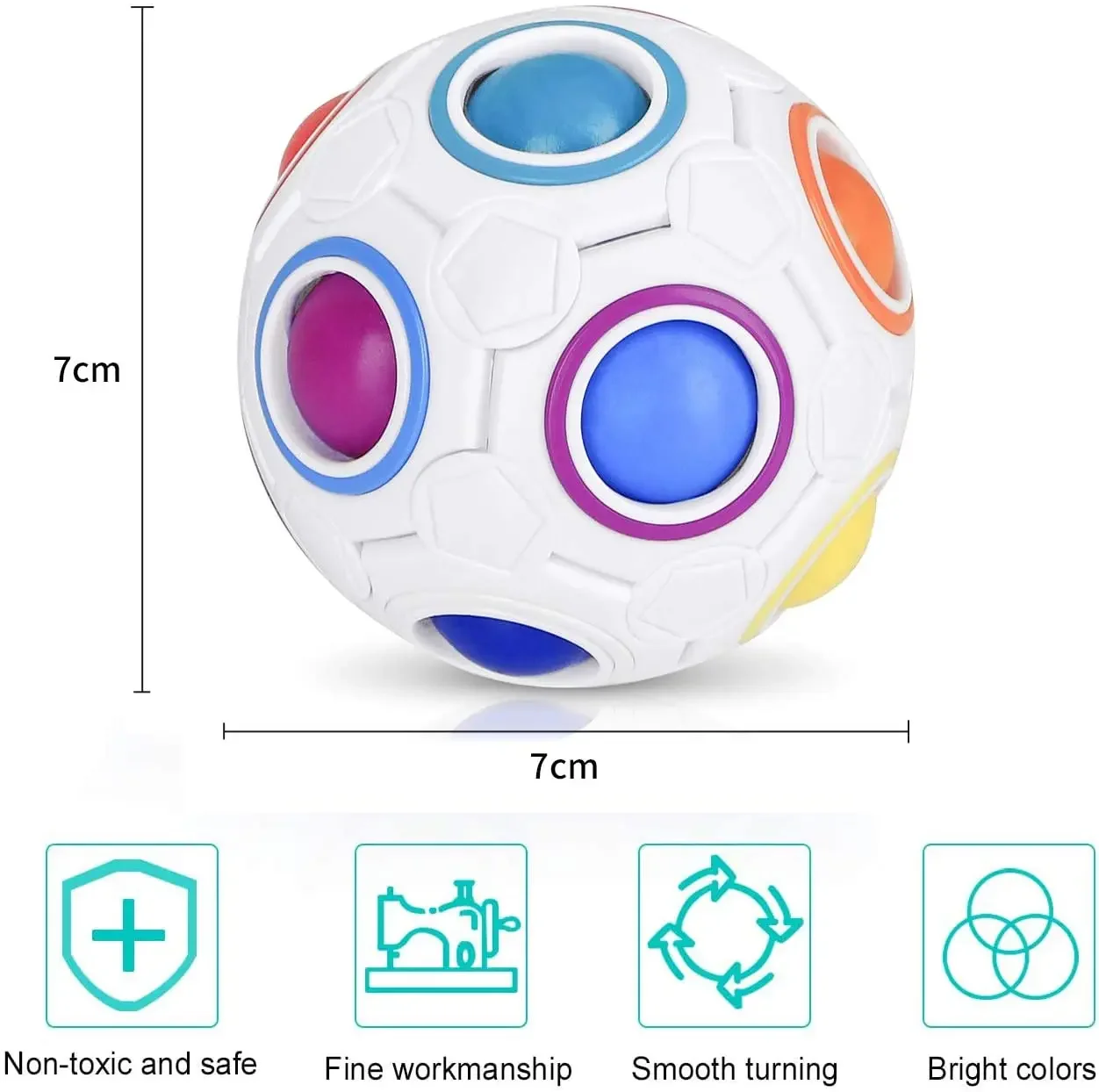 Rainbow Puzzle Ball Magic Speed Cube Ball Fun Stress Reliever Magic Ball Sensory Toys Puzzle Fidget Ball for Kids Autism Adults 6