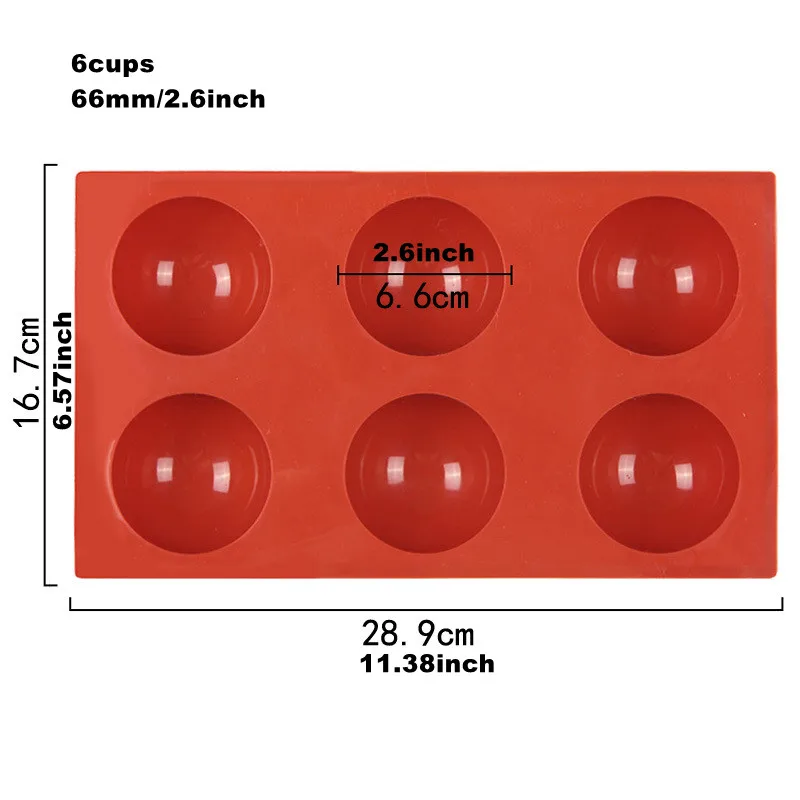 Silicone Semi-Sphere Baking Mold for Chocolate, Cake, Pudding, Candy, and Jelly