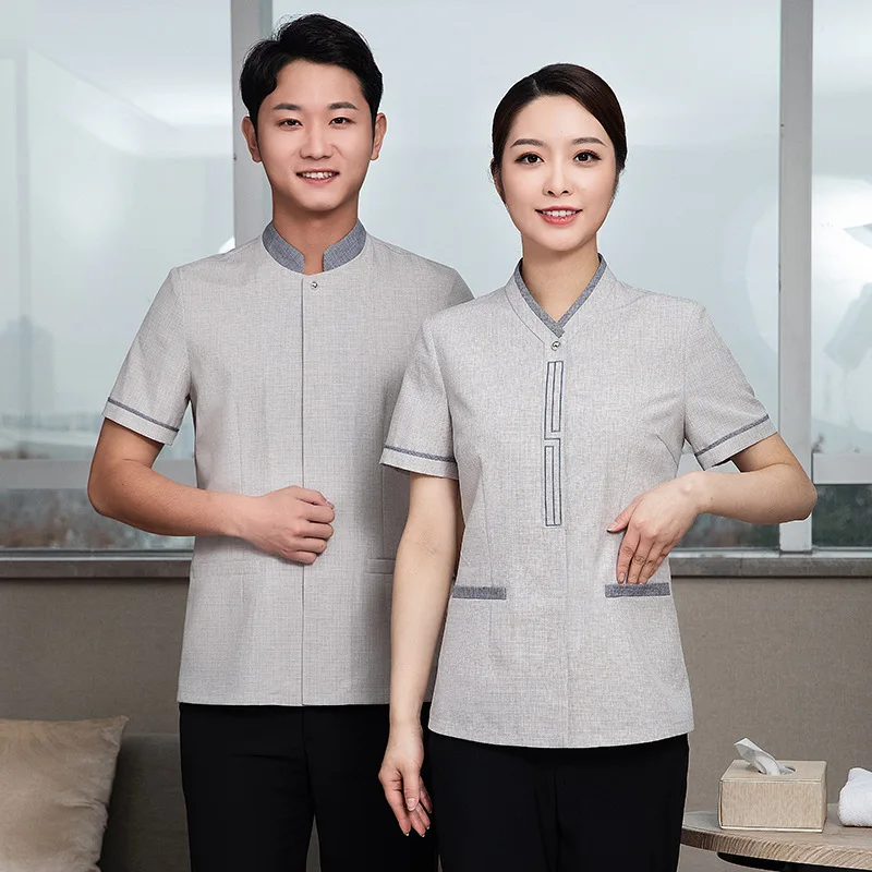 

Cleaning Service Uniform Short Sleeve Hotel Guest Room Work Clothes Summer Wear Female Housekeeping Property Sales Cleaning Aunt