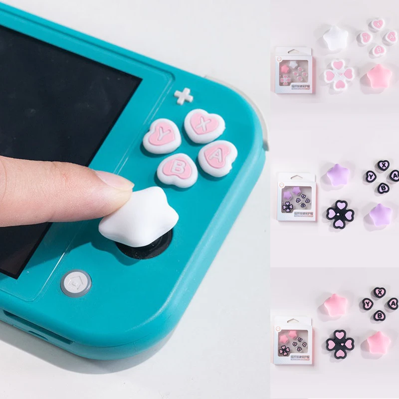 Vibrant Love Silicone Thumb Stick Grip & Key Sticker Set for Portable Gaming Console