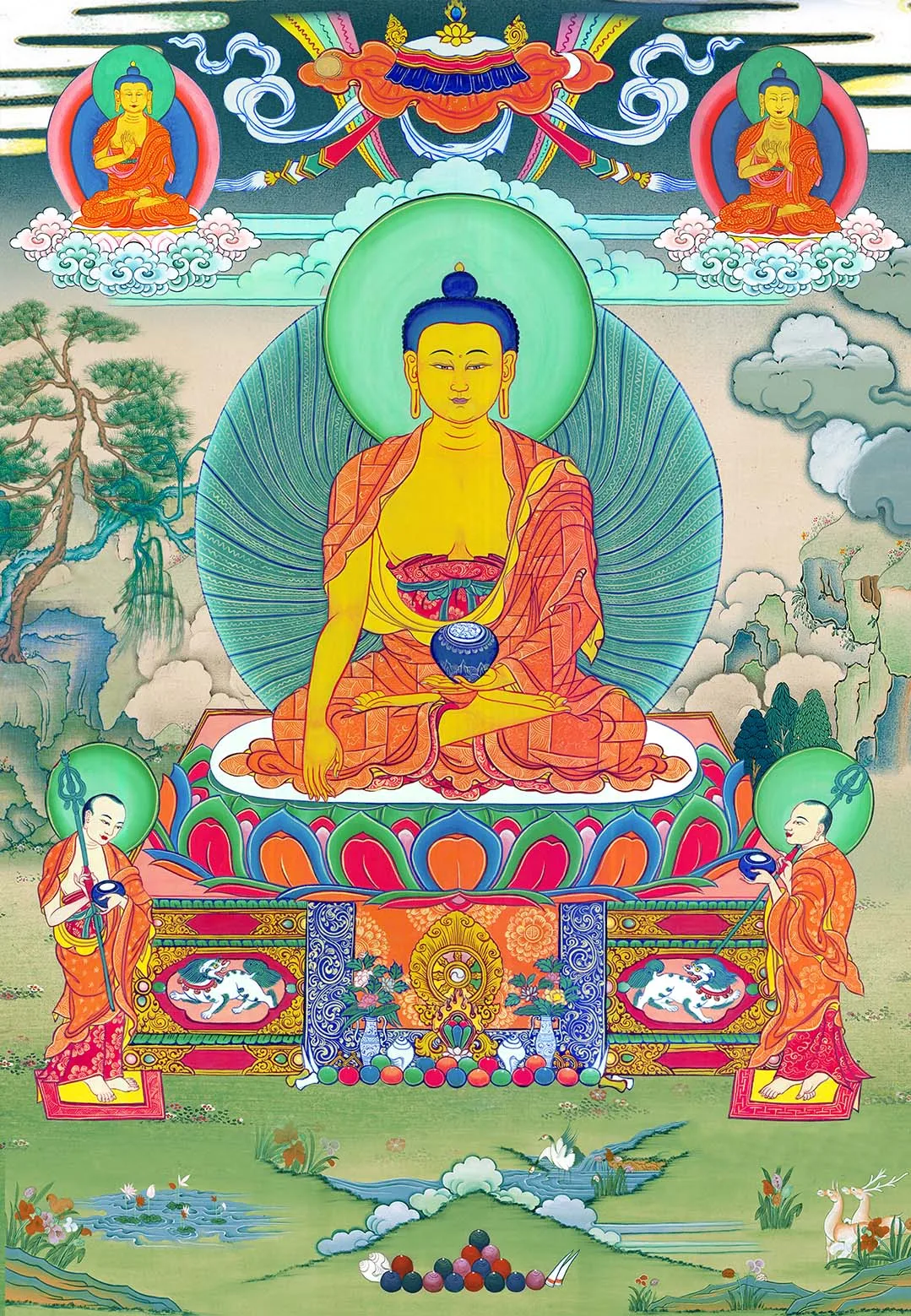 

Shakyamuni Thangka,Gandhanra Tibetan Buddhist Thangka Art,Giclee Printed and Hand Framed,47" × 32"