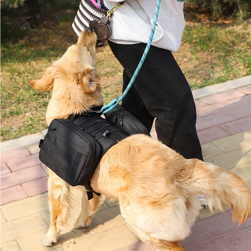 애완견 캐리어 가방, 중형견용 대용량 전술 배낭, 탈착식 배낭 가방, 주머니 2 개, 간식 장난감 가방 2