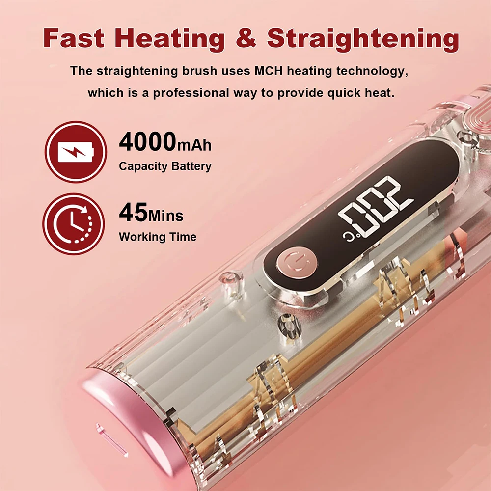 Wireless charging hair straightener portable mini straightener hair straightener negative ion non-damaging power generation comb 5