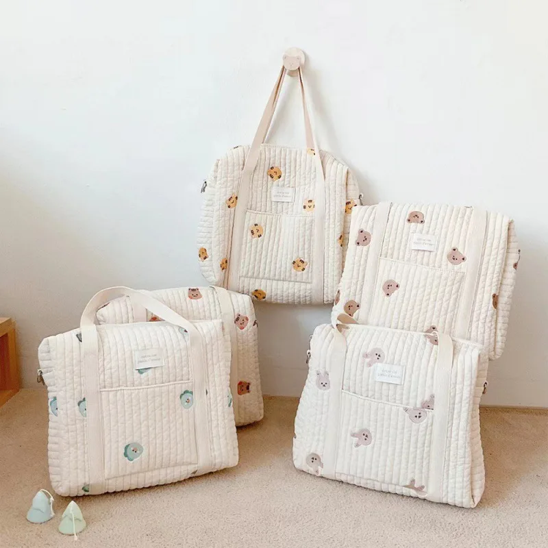 

Korea Style Newborn Baby Care Backpacks Mummy Bag Embroidery Quilted Stroller Diaper Bags Organizer Large Handbags Backpack