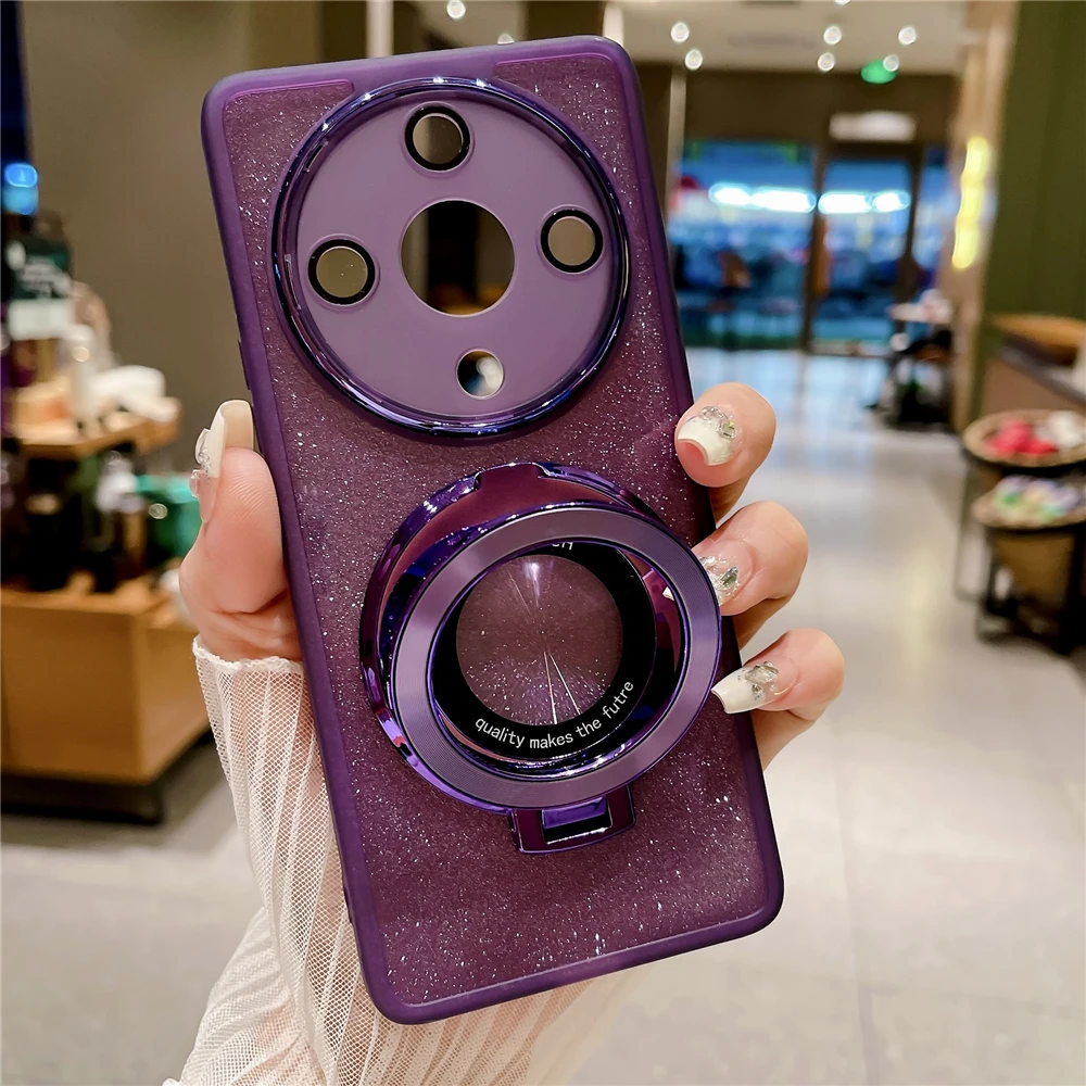 Magnetic Suction Bracket Soft Bling Phone Case