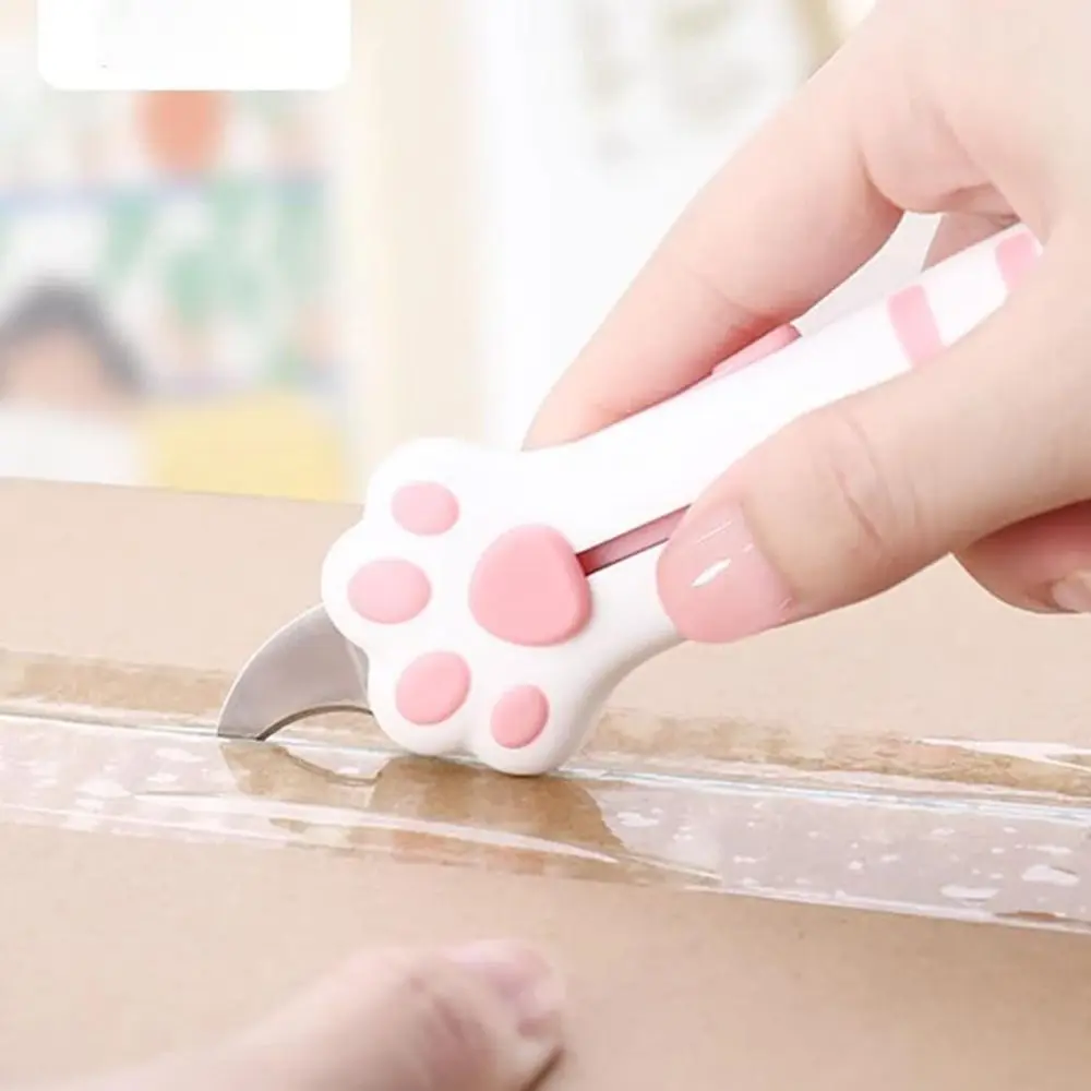 Creative Cat Paw Box Cutter Portable Plastic Cat Box Paper Cutter Paper Cutting Tool Retractable Letter Opener Gift Opener