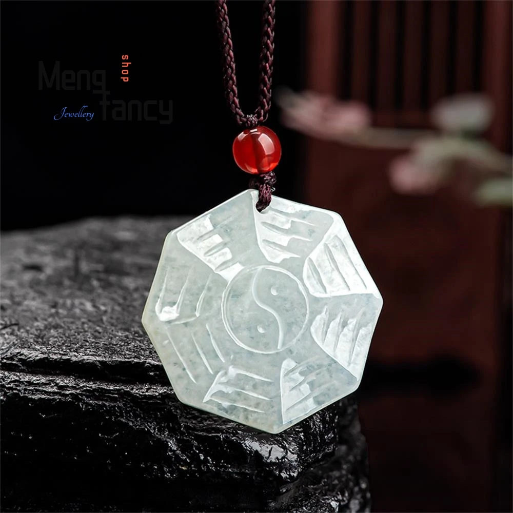 Natural Jadeite Ice Five Elements Eight Trigrams Ciondolo Squisito Elegante Fascino Moda Lusso Best Seller Fine Jewelry Mascot