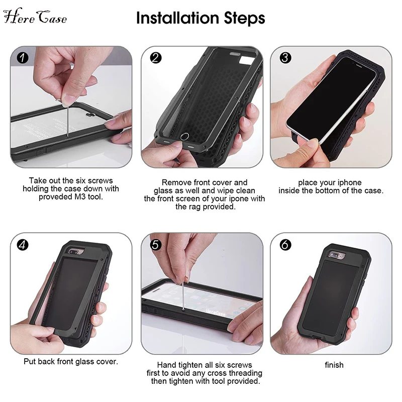 Shockproof Armor Metal Aluminum Case for iPhone 17 Pro Max 16 15 14 13 12 11 Pro 16E Air Full Protective Bumper Kickstand Cover