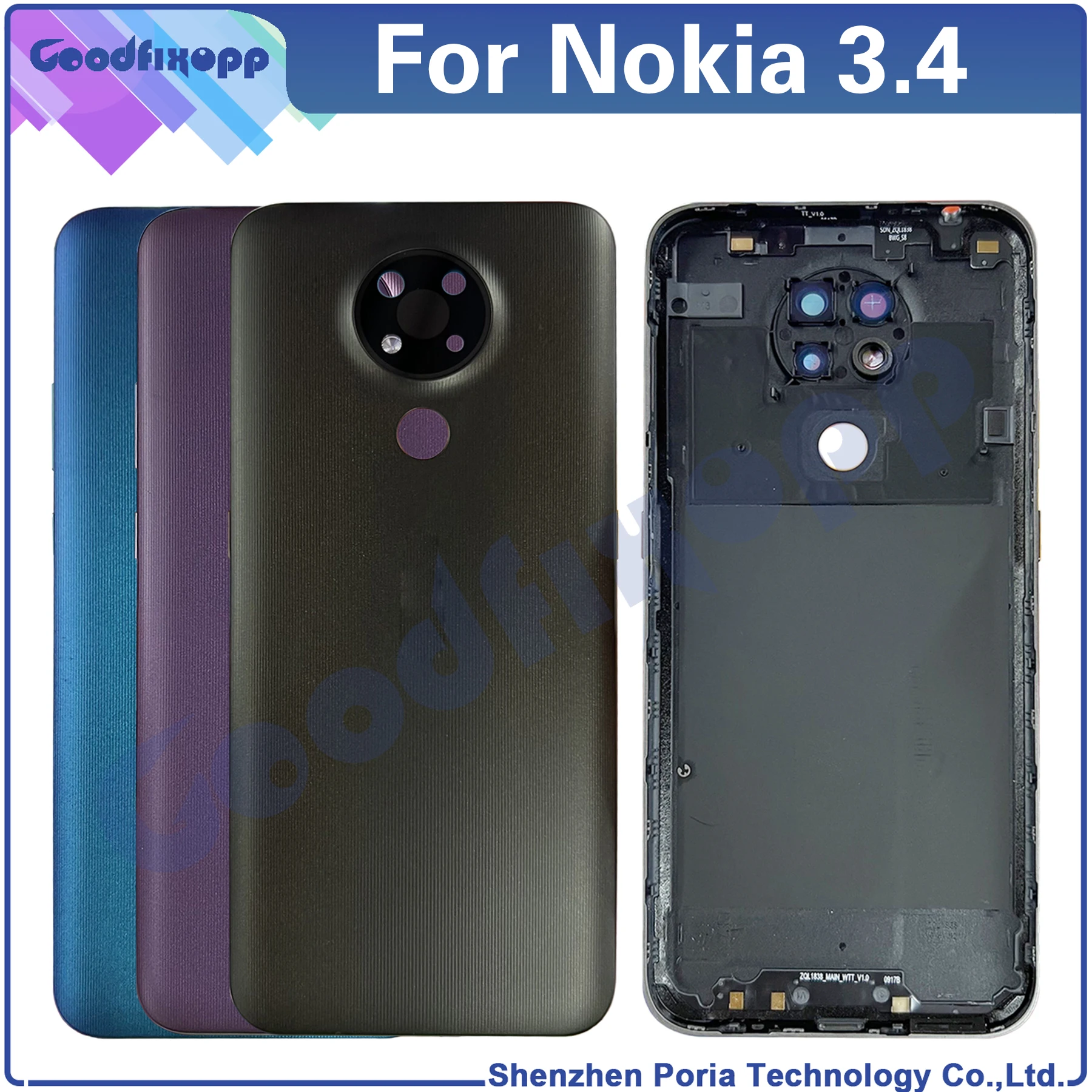 

Cover For Nokia 3.4 TA-1288 TA-1285 TA-1283 Back Battery Cover Door Housing Case Rear Cover Replacement