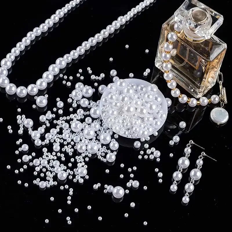 Imitation Pearl Beads Acrylic Craft Beads 10-1000Pcs 3-16mm Round Loose Spacer for DIY Bracelet Jewelry Making