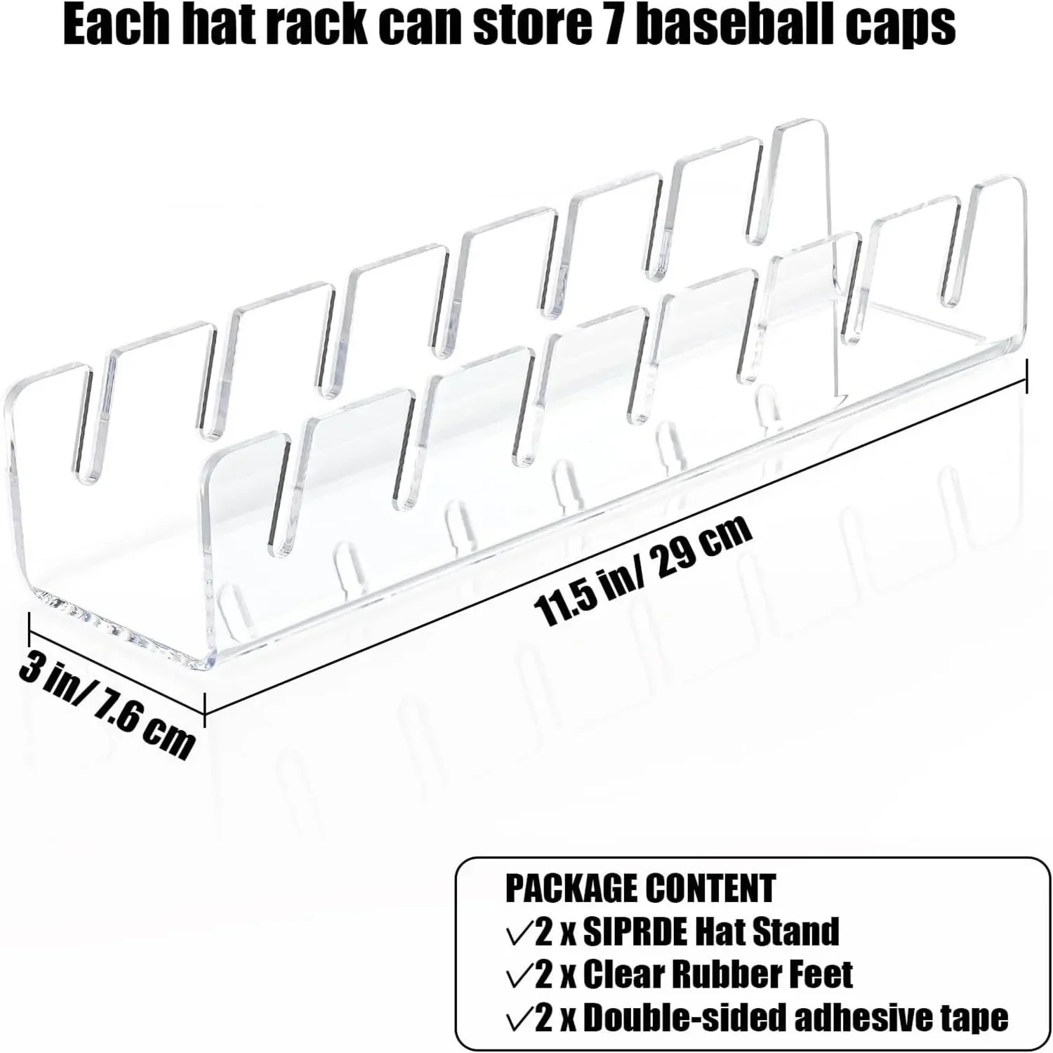 7-Holes Baseball Cap Display Rack Durable Clear Acrylic Hat Holder for Home Closet Storage Organization Stores Decoratio 3