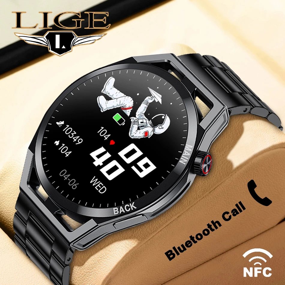 LIGE NFC Smart Watch 2022 Full Touch Smart Watches Heart Rate Sports