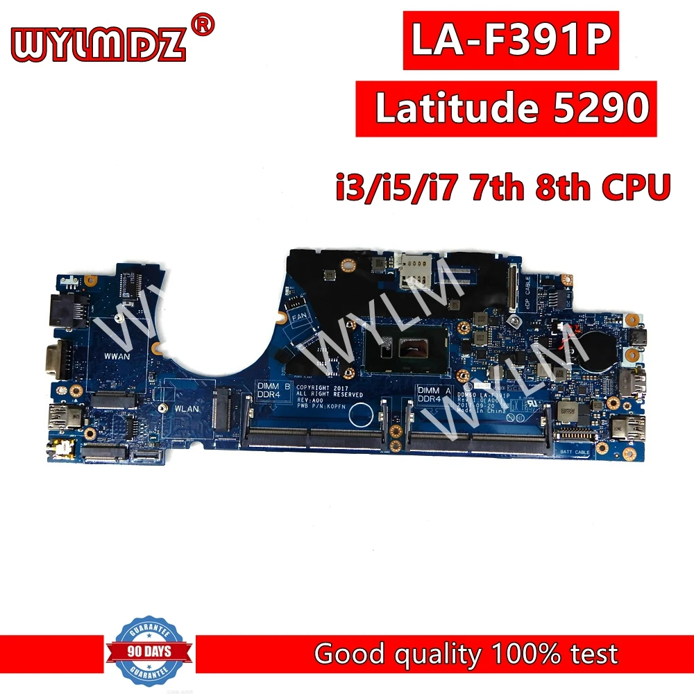 La-F391P I3/I5/I7 7Th 8Th Cpu Notebook Mainboard Per Dell Latitude 5290 Laptop Scheda Madre Testata 100% Lavoro