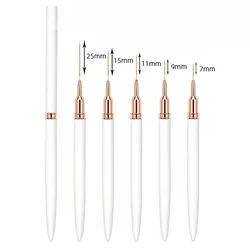 Professional Nail Art Liner Brush Set - 5 Piece Elongated Striping Collection (B054 - white)