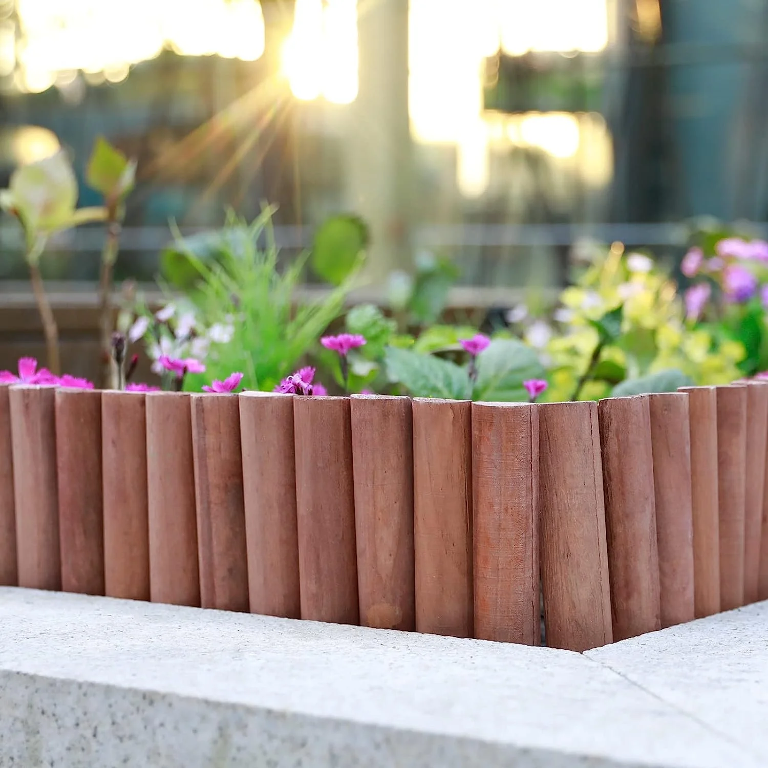 Wooden Short Fence Outdoor Landscape Edge Flexible Decorative border - Tree fence - Spring garden and yard maintenance 3