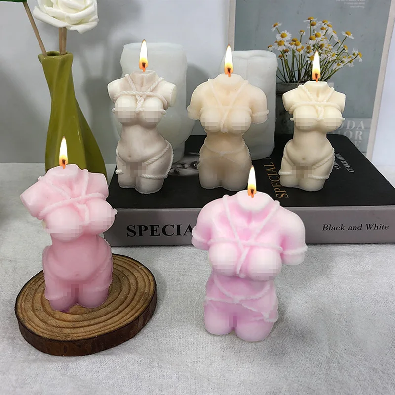 3 Rope Tied Woman Body Silicone Candle Mold Carving Art Aromatherapy Plaster Home Decoration Mold Wedding Gift Handmade