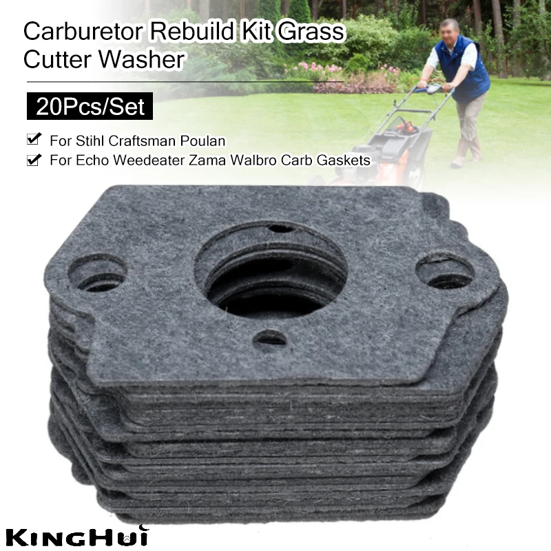 카브레타 재건 키트 잔디 커터 와셔, Stihl 장인 Poulan용, 에코 위데터, Zama Walbro Carb 개스킷, 세트당 20 개