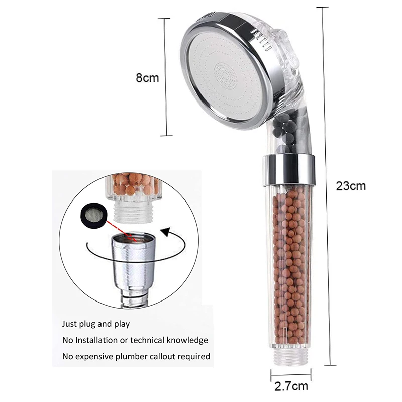 EHEH New Arrival 3 Modes SPA Shower Head High Pressure Saving Water Shower Nozzle Premium Bathroom Water Filter 4 Types 6
