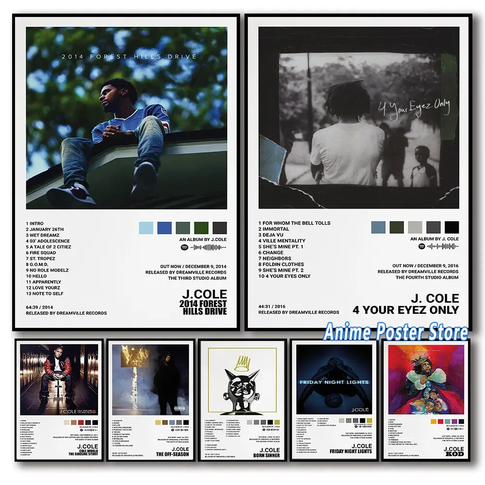 

Hip Hop Rapper J-C-Cole Music Album Cover Poster 2014 Forest H-Hills Drive Picture Room Wall Art Home Decor Canvas Painting Prin