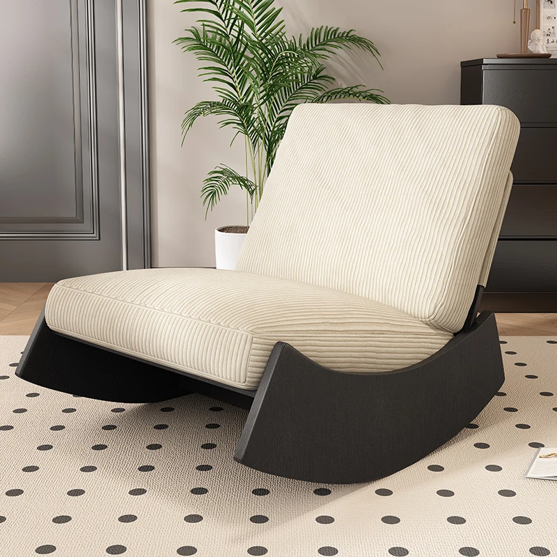 

Velur Cover Chairs Simple Wooden Balcony Home Outdoor Garden Patio Lazy Beach Rocking Chair Italian Chaisse Modern Furniture