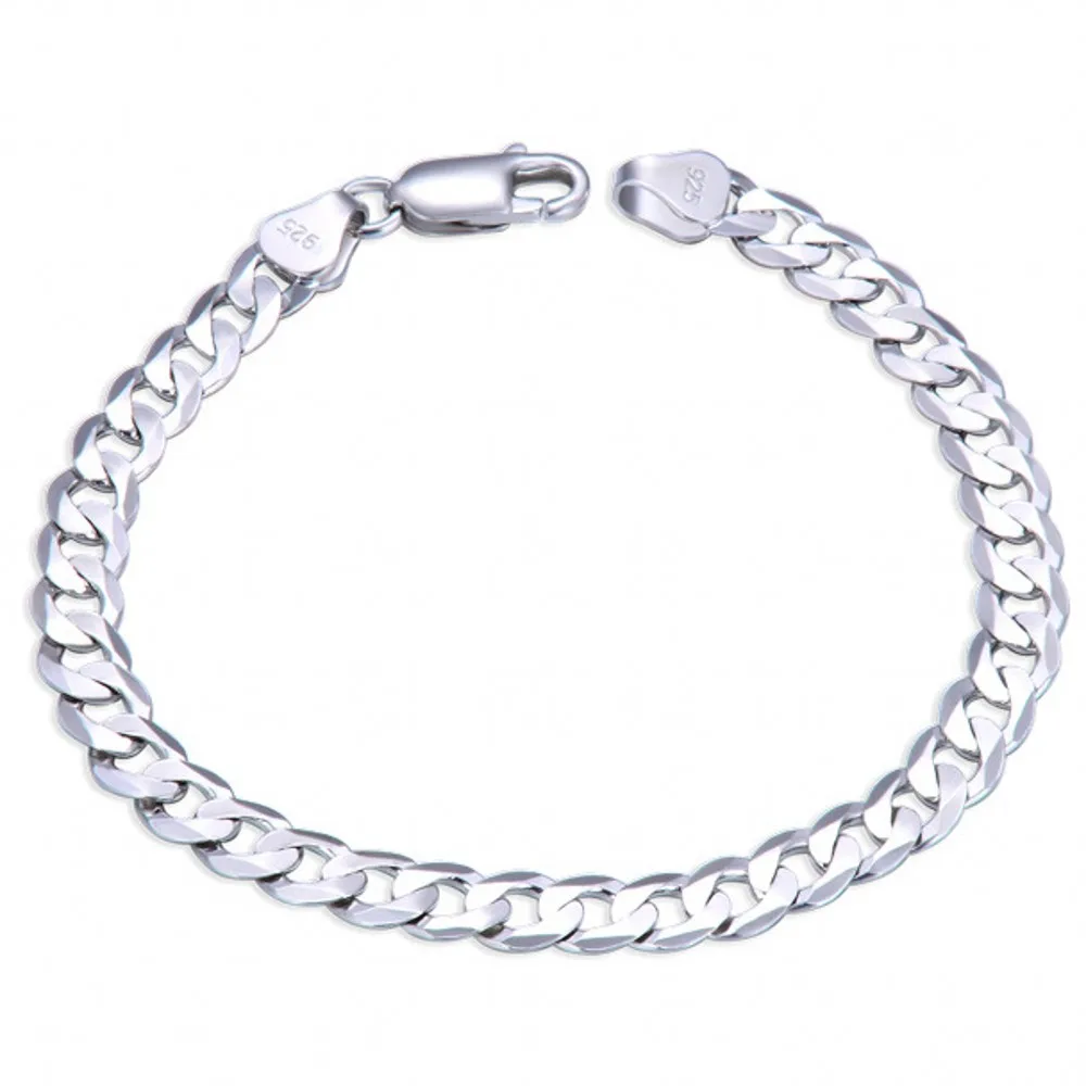 BOCAI S925 Sterling Silver Bracelets for Women Men Platinum