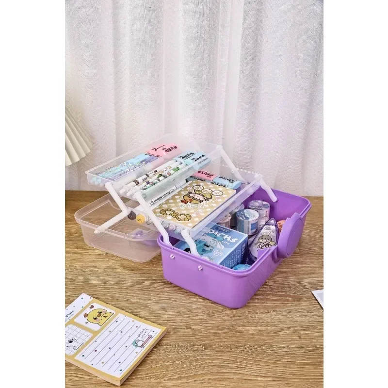 Collapsible three layer storage box Toolbox Makeup box set Storage Headstring accessories desktop jewelry