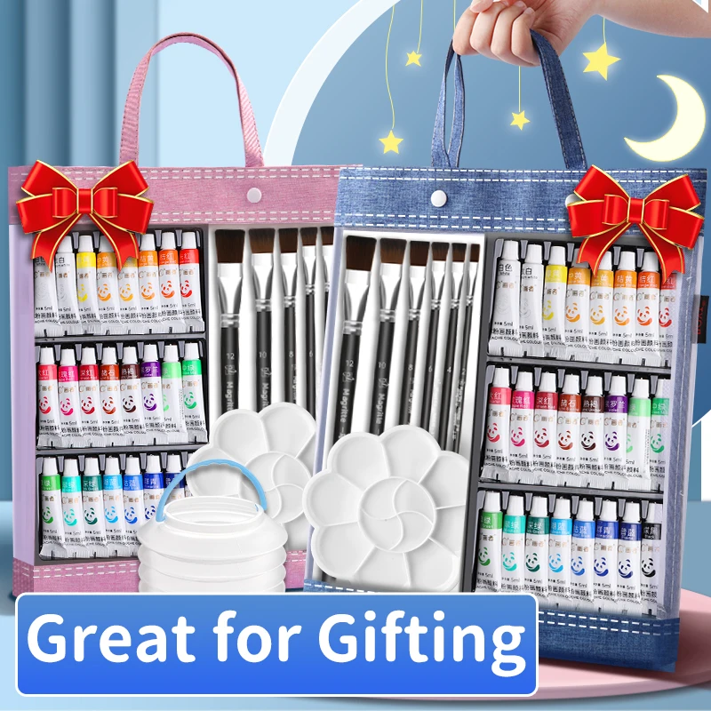 42/48/54 Stück Aquarellfarben-Set mit Tasche, 12/18/24 Farben, Pinsel, Papier, Palette, Pinselwascher für die Schule zum Malen (5 ml/0,17 oz) – Detail 10