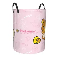 Custom Kawaii Cartoon Rilakkuma Bear Laundry Basket Foldable Toy Clothes Hamper Storage Bin for Kids Nursery 2