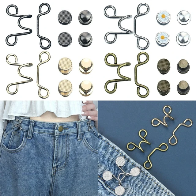 2Pcs (Gold) Jean Tightener for Waist Adjustable Pant Button Pins