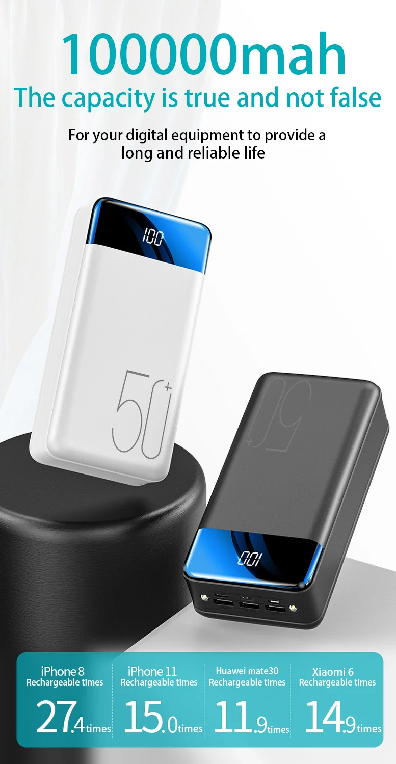 PortableBatteryPowerPackUSB5V21A100000mAhUniversalMobile