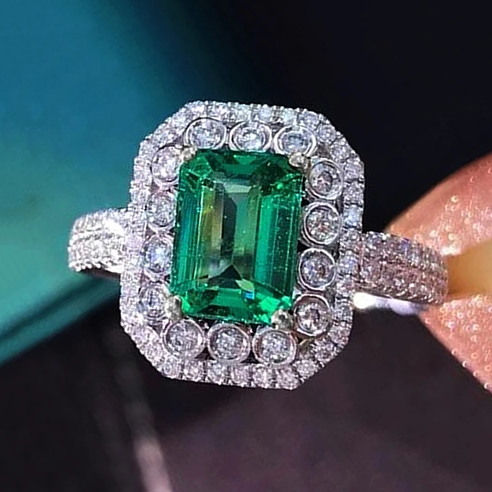 Party Green Cubic Zircon Ring Green Zirconia Wedding Rings Green
